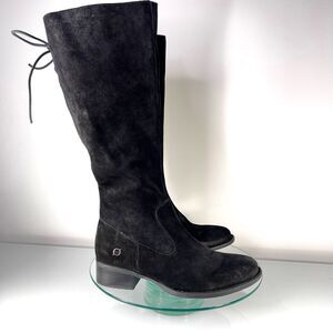 Born Cotto Knee High Riding Tall Leather Boots Black Suede Western F75409